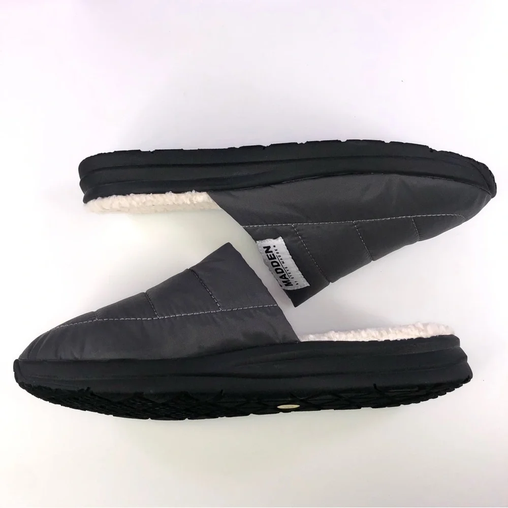 Madden Men Faux Shearling Mule Slippers M-Tochen Grey Fabric